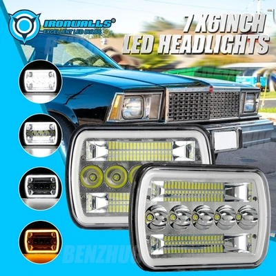 2x 7x6 LED Headlights DRL Hi Low Turn Light For Chevy Malibu 1978-81 El Camino - Image 1 of 4