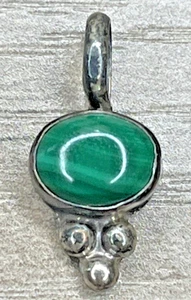 Vintage Old Pawn Native American Navajo Sterling 925 Malachite Charm Pendant 1g - Picture 1 of 10