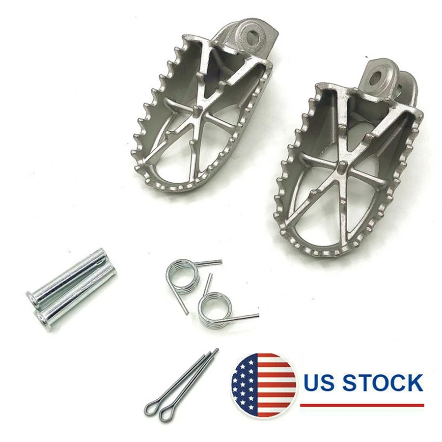 Pair Motorcycle Dirt Pit Bike Foot Peg Footrest Pedals Stainless Steel 8MM Pins - Image 1 of 4