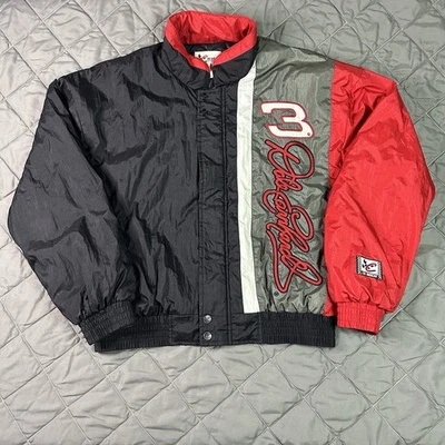 Chaqueta De Colección Dale Earnhardt Para Hombres XL Negra Roja Cremallera Botones Puffer Chase Años 90 Foto 1 de 4