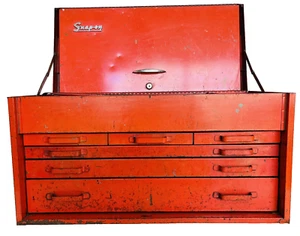 Vintage Snap On tools 6 Drawer Tool Box - Red Cap Super Chest 1950 ? W/ Key - Picture 1 of 24