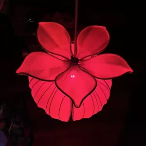 Lampada a petali da appendere vintage rosa tulipano loto materiale nylon luce boho on off - Foto 1 di 23