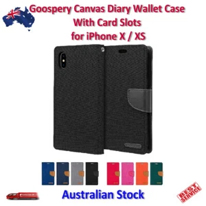 Mercury Goospery Canvas Diary Wallet Case With Card Slots for iPhone X / XS - Picture 1 of 20