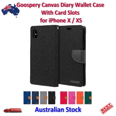 Mercury Goospery Canvas Diary Wallet Case With Card Slots for iPhone X / XS - Image 1 of 4