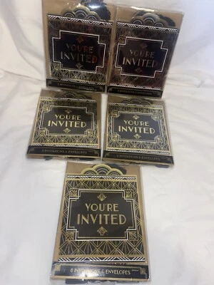 Your Invited Elegantes Invitaciones Negro Y Dorado Lote De 5 Invitaciones Total 45 Foto 1 de 3