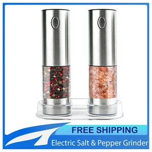 Electric Salt and Pepper Grinder Set LED USB Rechargeable Automatic Pepper Mill - Picture 1 of 23