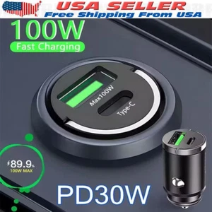 100W Super Fast Phone Car Charger Adapter USB Type C For iPhone Samsung Android - Picture 1 of 16