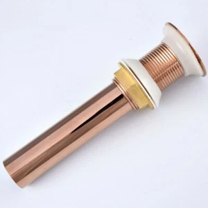 Rose Gold Brass Bathroom Vessel Sink Drain Pop-Up Drain Without Overflow Zsd078 - Picture 1 of 8