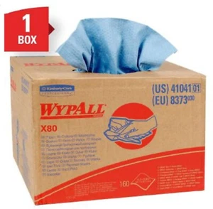 WypAll X80 41041 - Caja de fanfarrón limpiaparabrisas de papel de tela de alta resistencia (años 160) toalla de tienda azul - Imagen 1 de 3