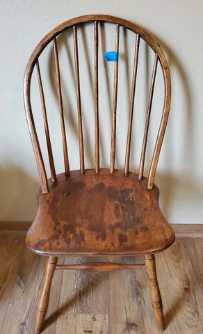 Antique Oak Windsor Chair Bentwood Farmhouse Amish Side Dining #1 Cover