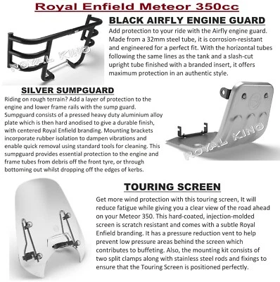 Per Royal Enfield Meteor "350 Airfly Engine Guard & Sumpguard Combo Pack of 3" - Immagine 1 di 4