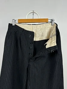 Men's 1930-50s Antique European Work High Waist Wool Trousers Size 30? - Picture 1 of 24