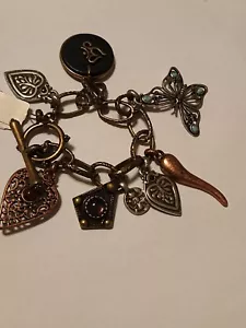 Nuevo Brazalete Vintage Marca Lucky Plateado Dije Acentos Semipreciosos - Imagen 1 de 4