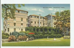 Weldon Hotel Greenfield Massachusetts Postcard MA Vintage Linen-Era Unposted - Picture 1 of 2