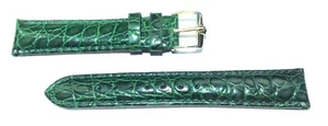 New Accutron Coccodrillo Grano Verde Firmato Cinturino Yel Fibbia - Picture 1 of 5