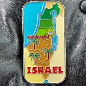 ISRAEL🇮🇱METAL FRIDGE MAGNET✅COLORFUL COUNTRY MAP & JERUSALEM TAL MARKETING🎗 - Picture 1 of 4