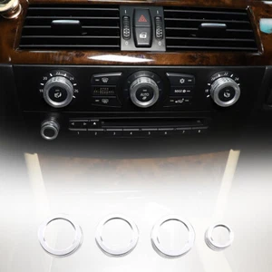 Silver Interior Air Conditioning Knob Trim Ring For BMW 5 Series E60 2008-2010 - Picture 1 of 8