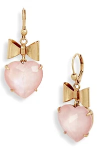 Tory Burch $128 Pink Bow & Heart Drop Earrings NWOT ! - Picture 1 of 5