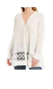 Free People Green Gardens Boho tunica all'uncinetto bianca costiera - Foto 1 di 18