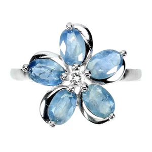 925 Sterling Silver Ring Oval Blue Sapphire 6x4mm Natural Gemstone Jewelry Sz 7 - Picture 1 of 9