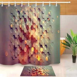 Revestimiento de cortina de ducha de poliéster para baño convexo hexagonal resistente al agua - Imagen 1 de 8