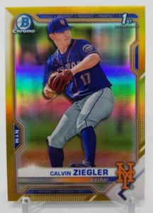 2021 Bowman Draft Chrome CALVIN ZIEGLER 1st Bowman Gold Refractor /50 NY Mets - Picture 1 of 5