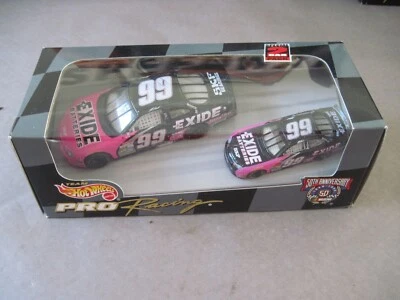 Paquete de 2 autos Hot Wheels Pro Racing Jeff Burton #99 Exide Baterías 1:43 1:64 Foto 1 de 4
