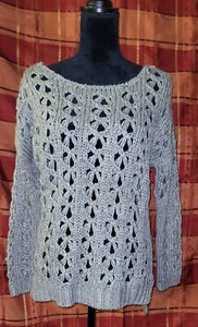 NEW!!! Sisters SZ MEDIUM Sweater Pullover Dark Gray Womens Loose Cable Knit NWT  - Picture 1 of 9