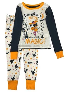 Disney Girls Beige Minnie Mouse Magic Witch Halloween Sleep Set Pajamas 4 - Picture 1 of 2