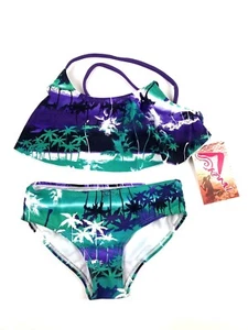 Kanu Surf, Girl’s Alice Purple Green Tropical Bikini Swimsuit Set, Size 7 - Picture 1 of 3