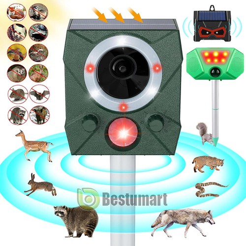 2024Upgrade Solar Animal Repellent Outdoor Cat Squirrel Ultrasonic Pest