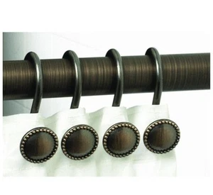 12PCS Oil Rubbed Bronze Rustproof Antique Decorative Shower Curtain Ring Holders - Picture 1 of 5