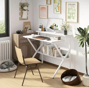 27” Small Computer Desk with Monitor Shelf & Storage – Space Saving Design - Bild 1 von 7