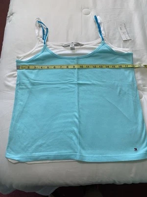 复古 Tommy Hilfiger 背心上衣蓝色针织 XL Y2K 学院风全新带标签 — 第 1/4 张图片