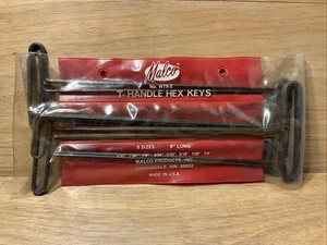 Vintage Malco WT9-S T-Handle Hex Keys SAE 8pc Set 9" Long Made In USA  - Picture 1 of 9