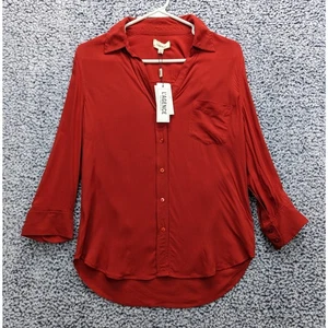 Blusa L'Agence Ryan Manga 3/4 Nueva con Etiquetas Talla XS Abotonada Cuello en V Ligera Roja - Imagen 1 de 12