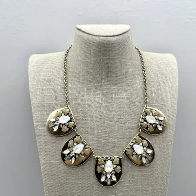 LOFT Collar Distintivo Tono Dorado Cristal Ópalo Babero Cuello Grueso Joyería Foto 1 de 4