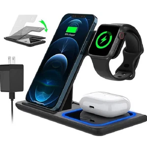 Cshidworld B-12 3 in 1 Wireless Charger, Fast Pad Stand Charging Station Dock - Picture 1 of 3