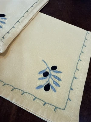 Lote 6 guardanapos quadrados de algodão ramo de oliveira amarelo 18,5 pol. italiano - Imagem 1 de 4