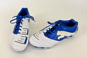 Puma PowerCat 3.12 Damen Stollen Sportschuhe Größe 8 Leder blau & weiß - Bild 1 von 10
