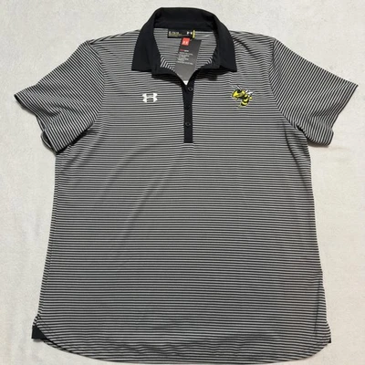 Under Armour Polo Shirt Womens XL Black White Striped Georgia Tech Yellow Jacket - Image 1 of 4