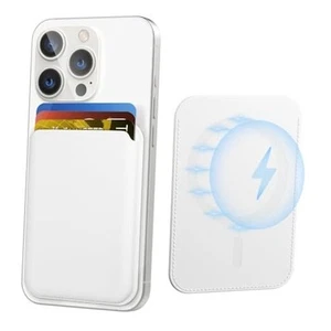 Magnetic Wallet for iPhone, Leather Magnetic Phone Wallet Mag RFID, 3 White - Picture 1 of 7