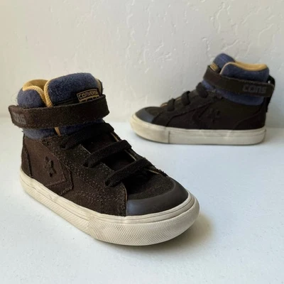 Converse Niños Pro Blaze Zapatos de caña alta Infantil Talla 7 Cuero Tenis Marrón Azul Foto 1 de 4