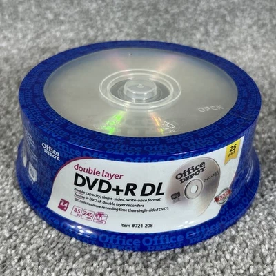 DVD Blank Office Depot Double Layer DVD+R DL Recordable Media 25 Pack New Sealed - Image 1 of 4