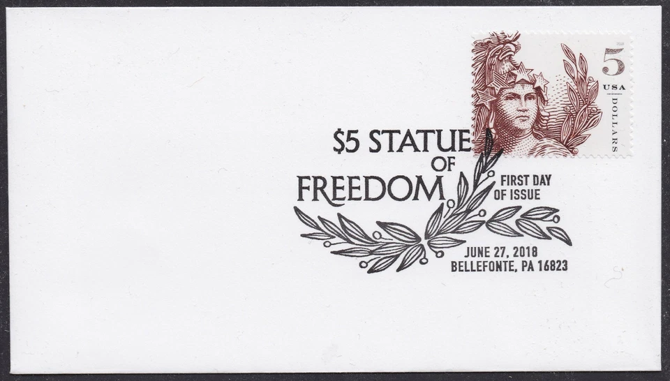 US 5297 Statue of Freedom Five Dollar Brick Red BWP FDC 2018 - Image 1 of 1