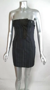 100 % authentisches MOSCHINO marineblau Nadelstreifen trägerloses Minikleid IT 42 US 8 - Bild 1 von 7