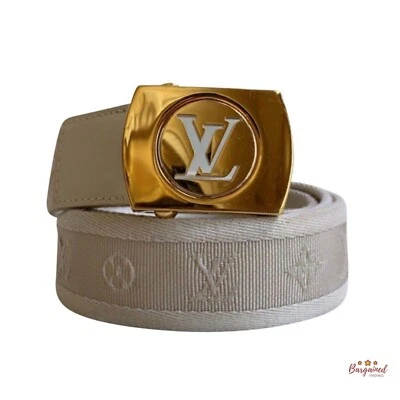 Cinto autêntico Louis Vuitton off white monograma lona cintura fortuna 80/32 - Imagem 1 de 4