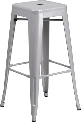 Commercial Grade 30" High Backless Silver Metal Indoor-Outdoor Barstool with Squ - Image 1 of 4