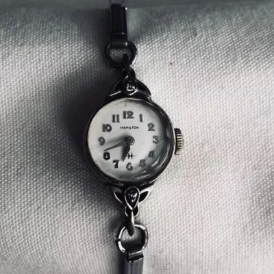 Elegante reloj pulsera Hamilton vintage para mujer plateado redondo años 60 oro 10K Foto 1 de 4