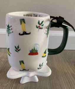 RAE DUNN Buddy The Elf Whimsical Shoes Snowglobe Holly Christmas Mug NEW - Picture 1 of 8